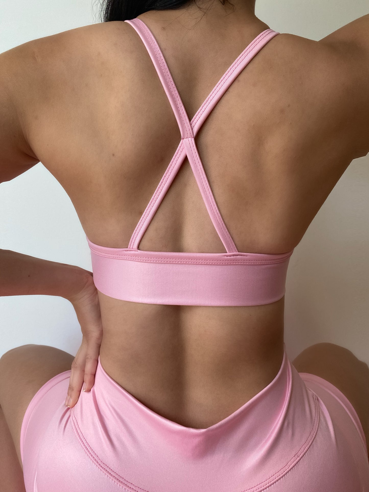 BLUSH LEATHER SHORT / REGULAR SHAPE BRA SET (7271706132665)