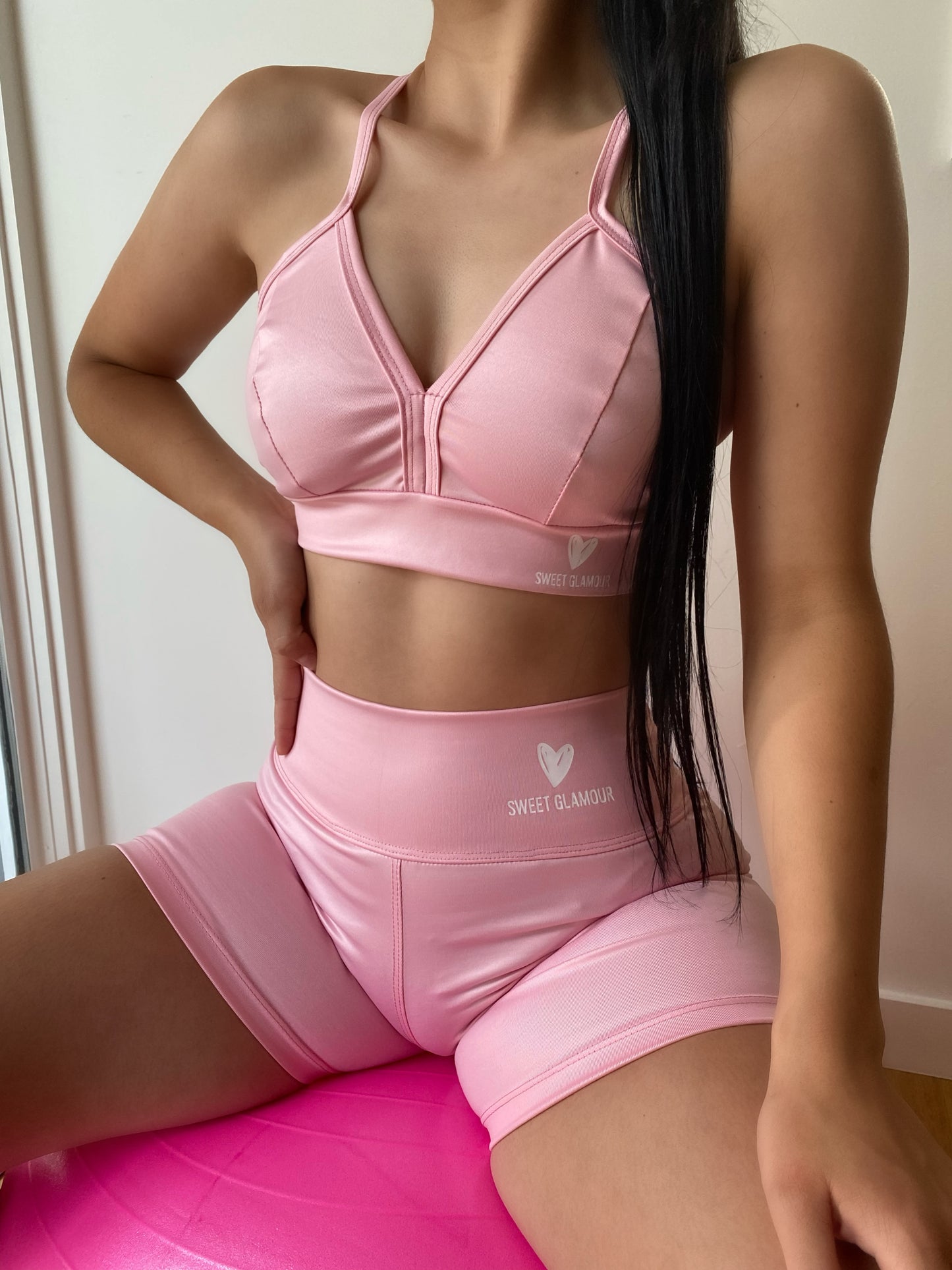 BLUSH LEATHER SHORT / REGULAR SHAPE BRA SET (7271706132665)