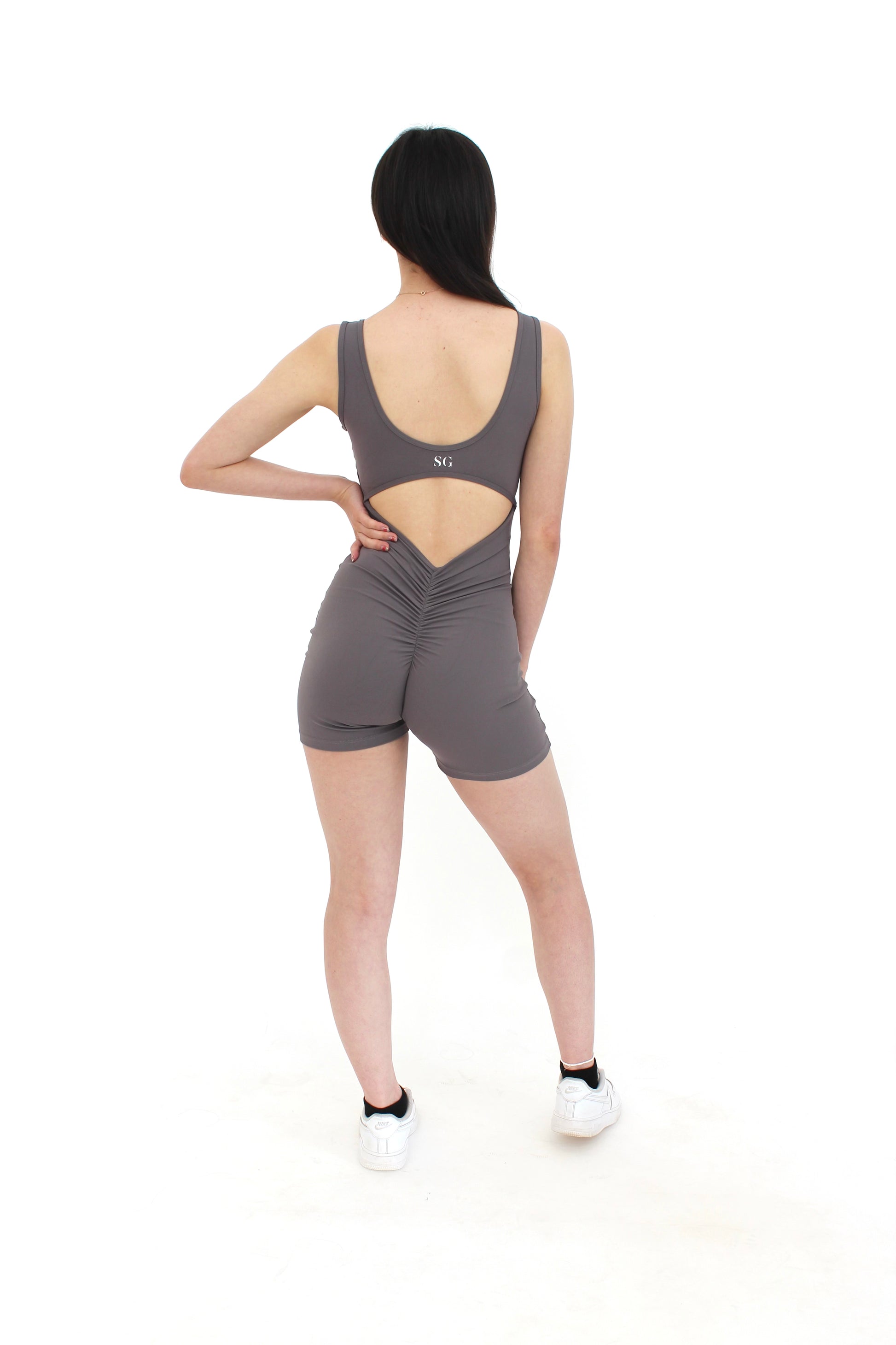 Grey Scrunch Short Jumpsuit (7912692121785)