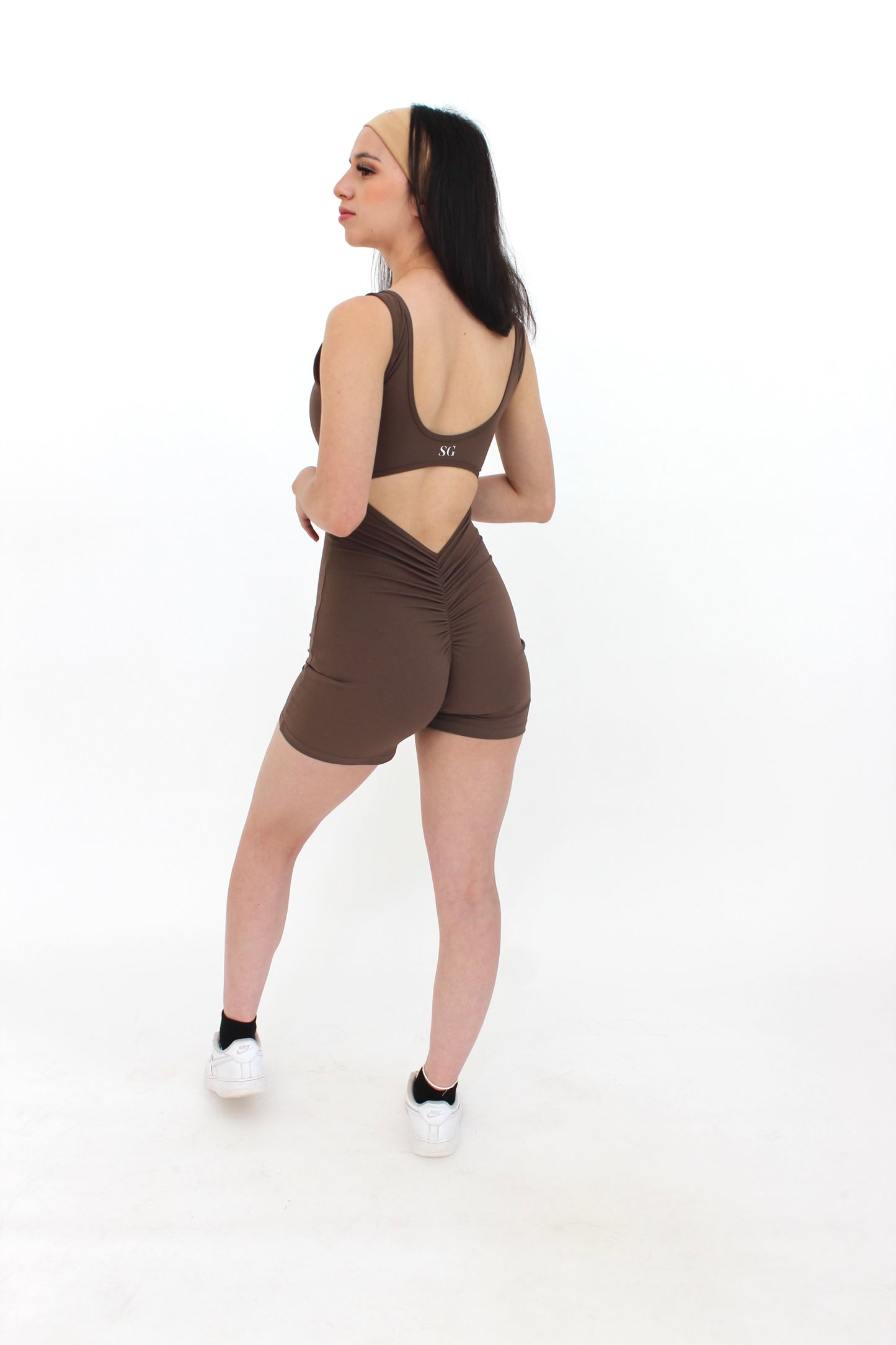 Coffee Scrunch Short Jumpsuit (7912693694649)