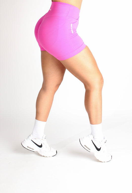 Pink V-Waist Scrunch Shorts (7640875761849)