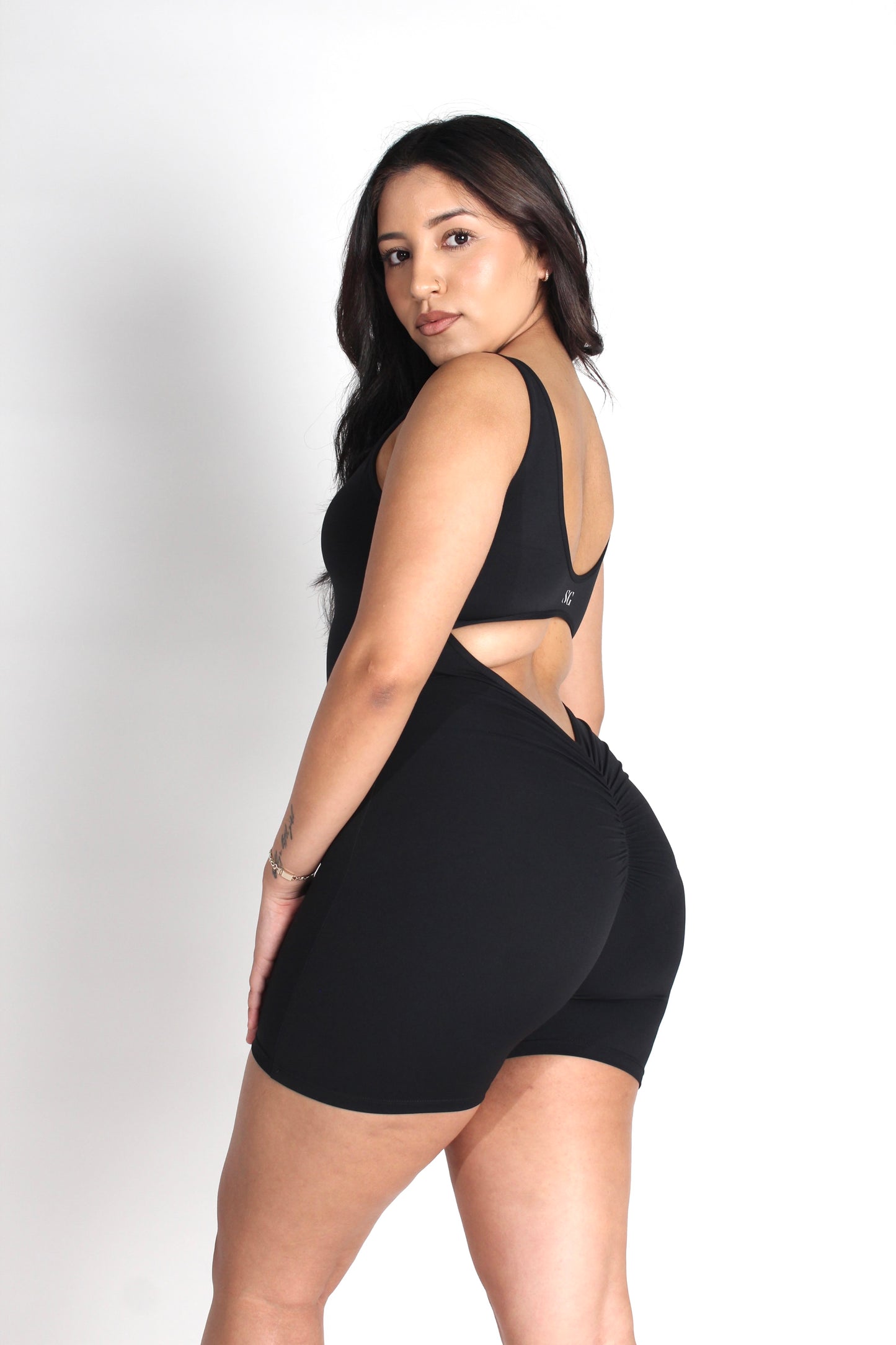 Black Scrunch Short Jumpsuit (7912690712761)