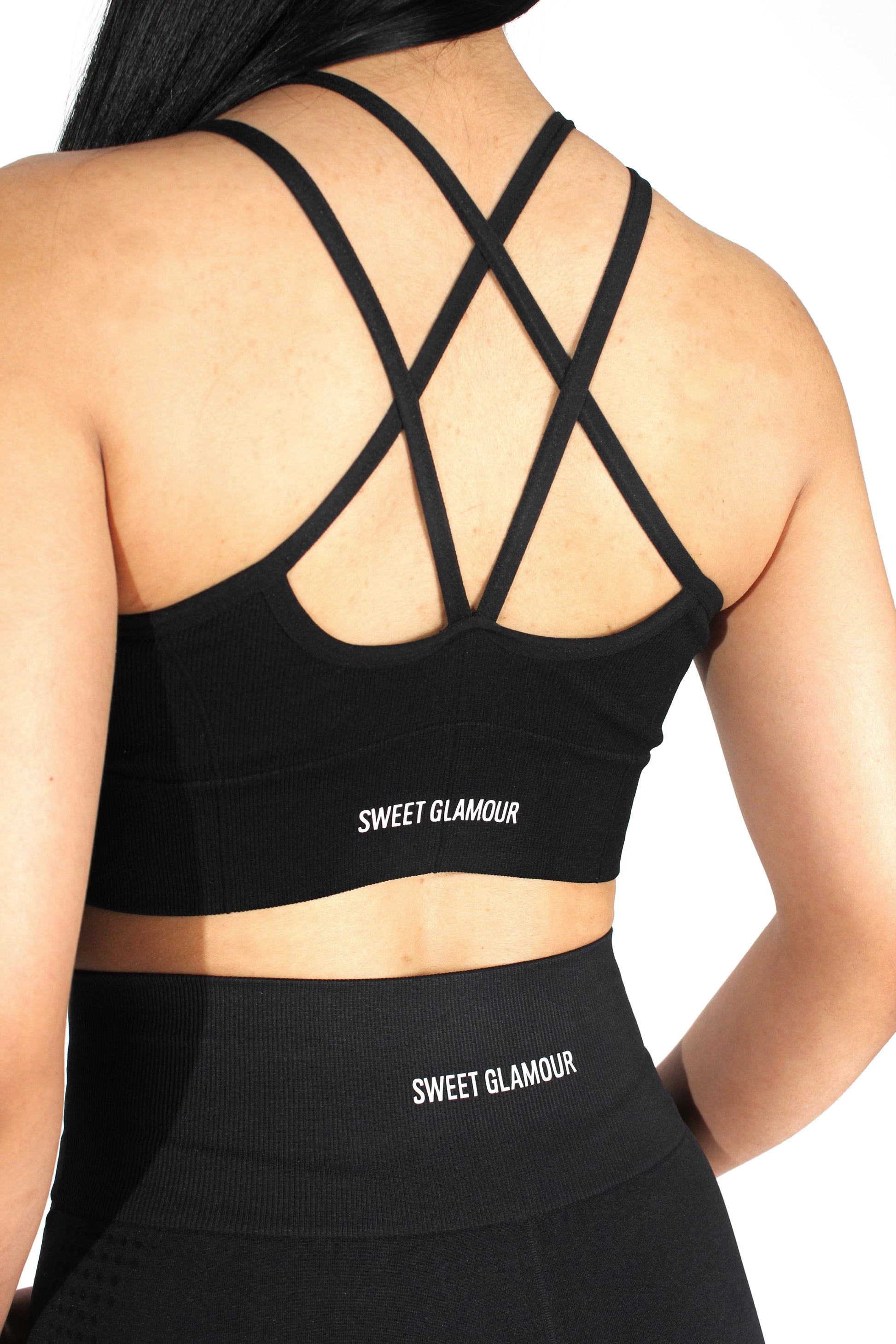 Black Ribbed Crisscross Sports Bra (7574903292089)