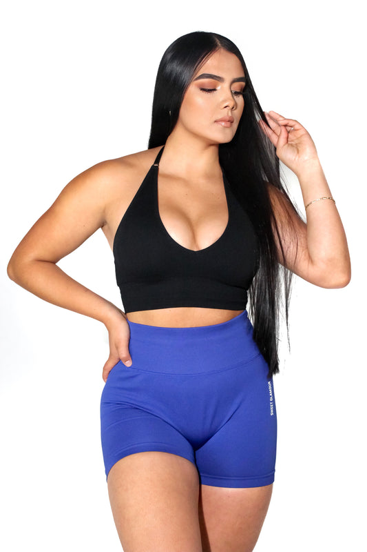 Ebony Ribbed Halter Sports Bra (7546757939385)