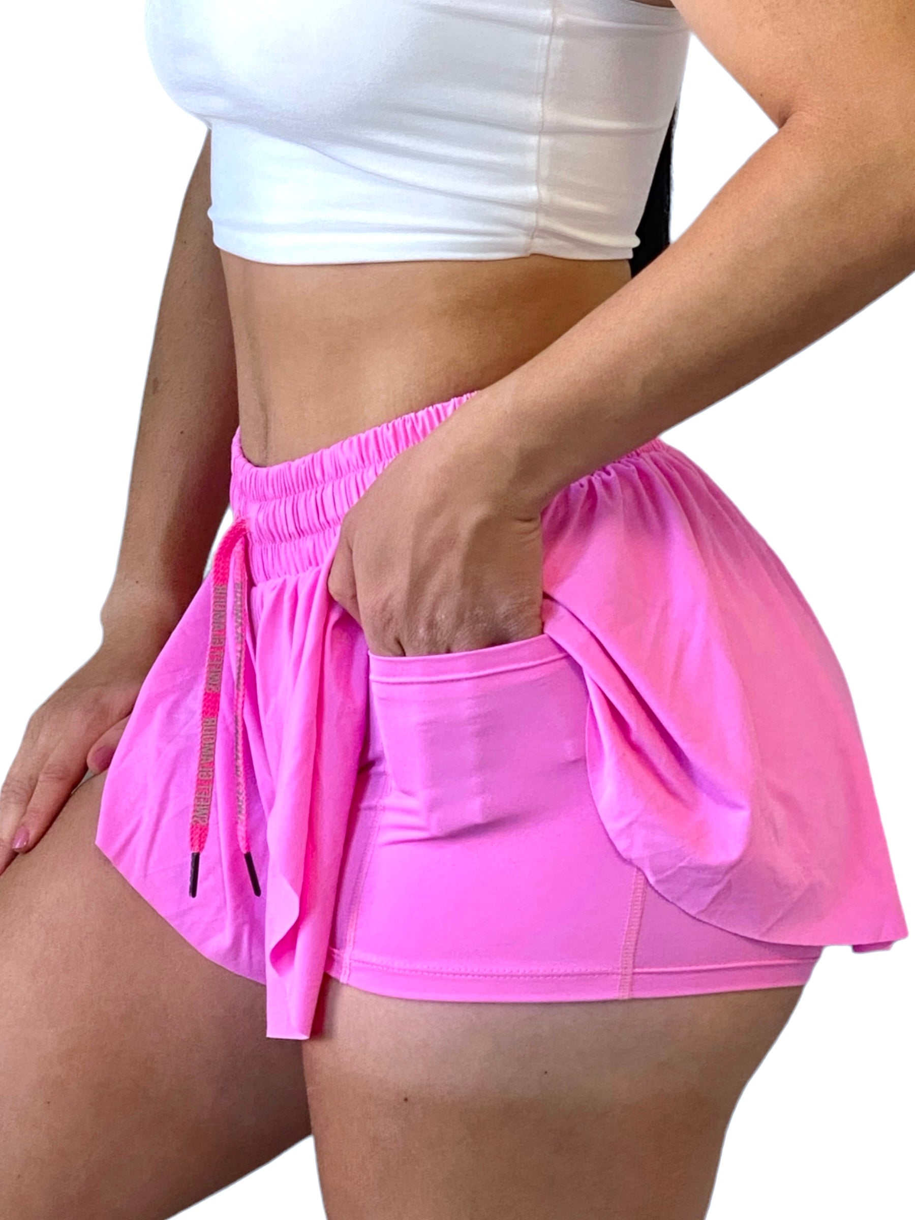 Bubble Gum Wavy Pocket Shorts (7508423409849)