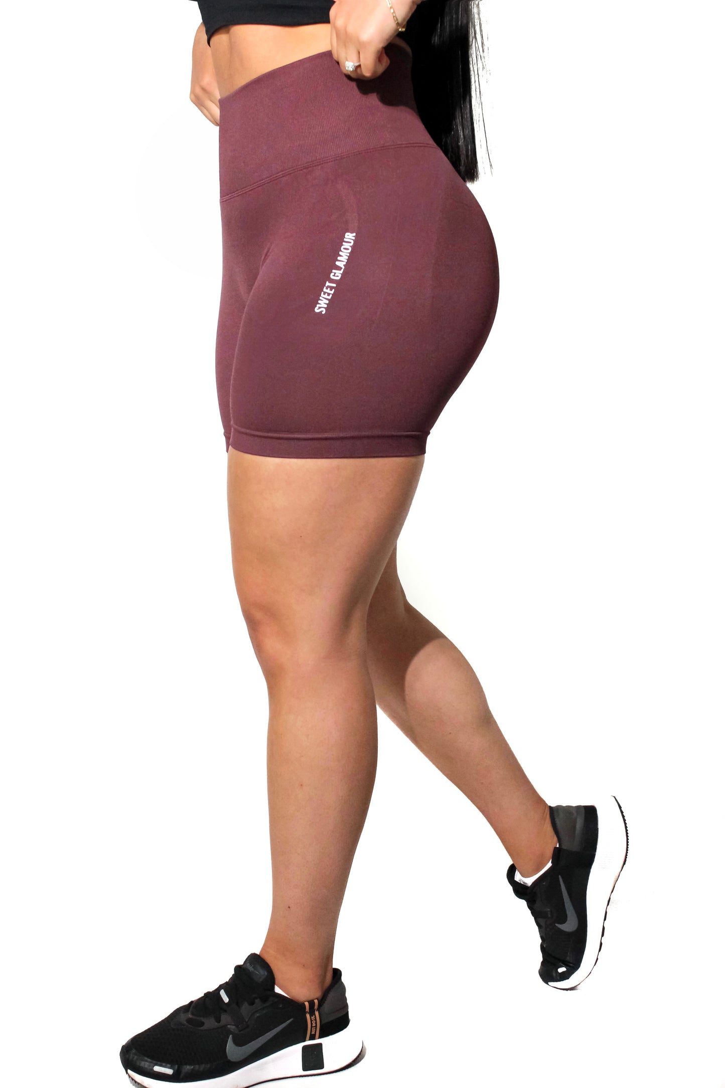 Burgundy Scrunch Seamless Shorts (7546755481785)