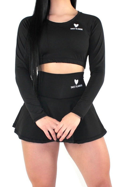 BLACK SEAMLESS LONG SLEEVE CROP (7391660212409)