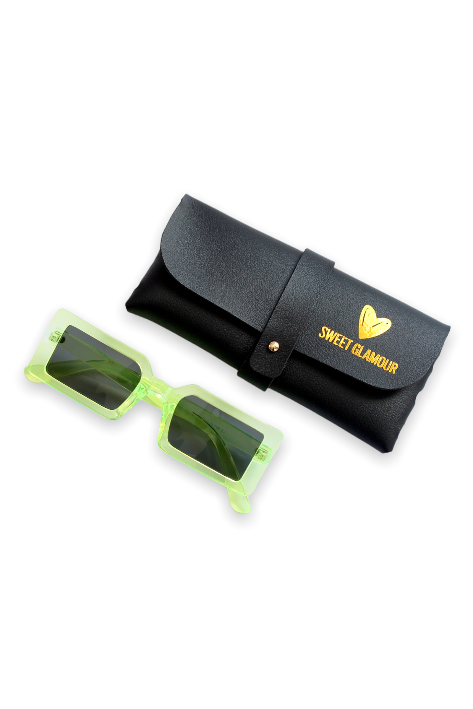 Fluorescent Green Rectangle Fashion Glasses (7468025839801)