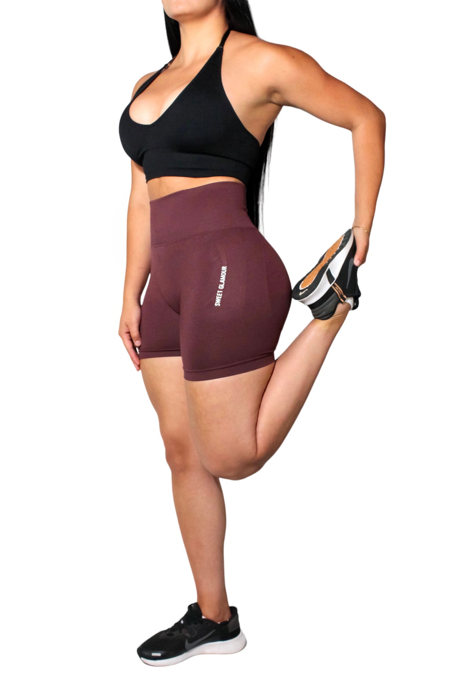 Burgundy Scrunch Seamless Shorts (7546755481785)