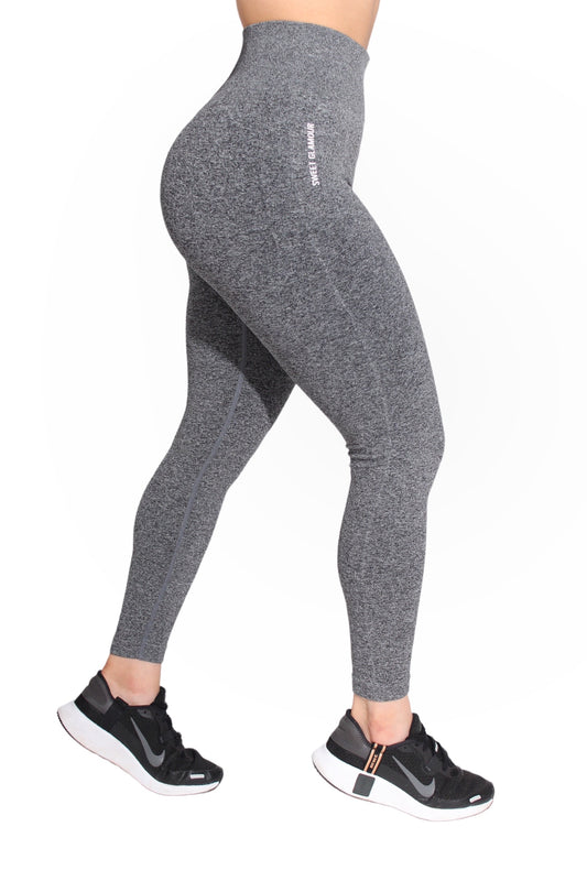 Black Flecked Seamless Leggings (7558480330937)