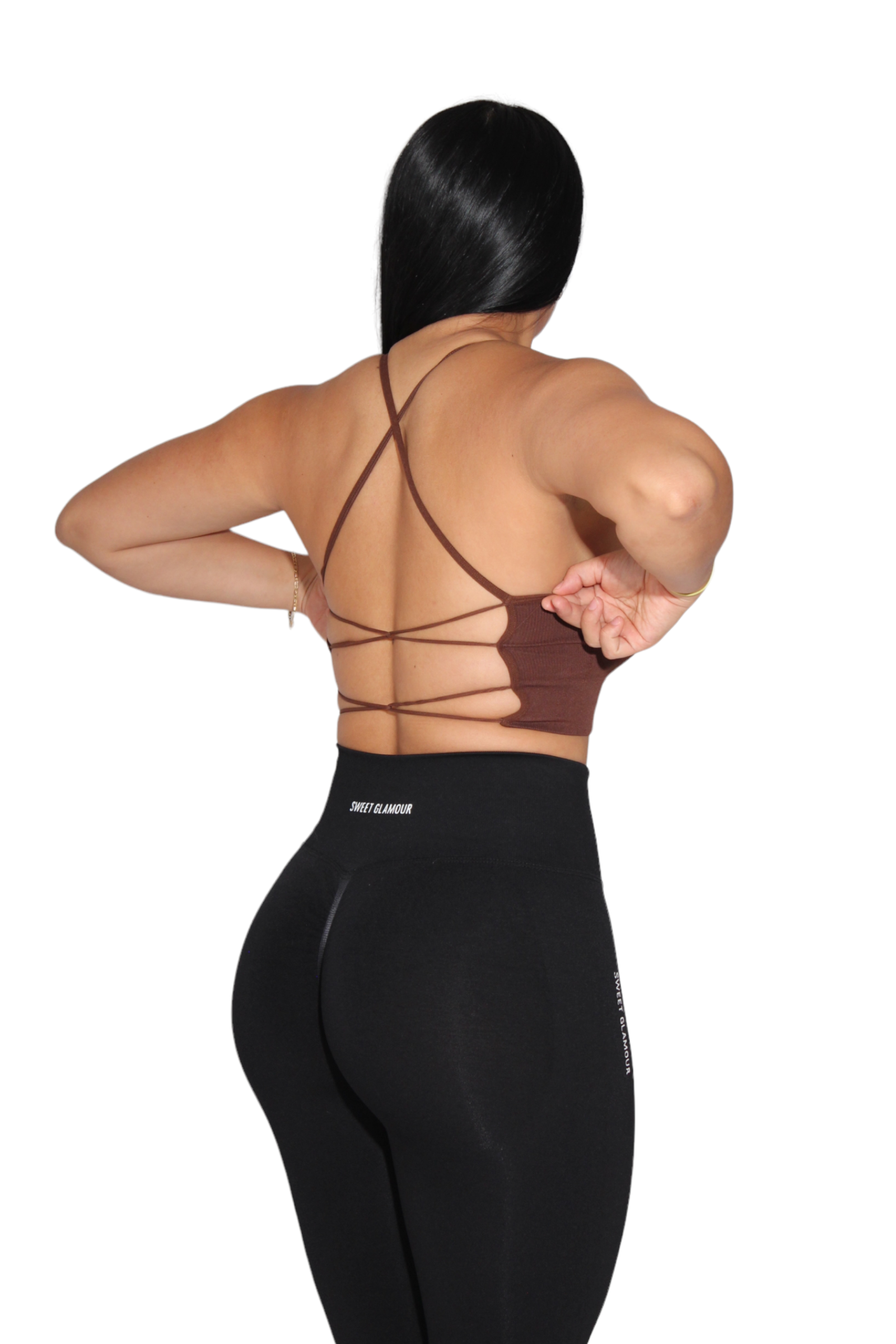 Coffee Brown Crosscut Sports Bra (7559322271929)