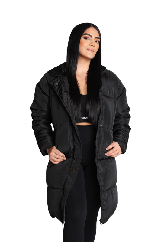 Black Long Puffer Winter Coat (7560574337209)