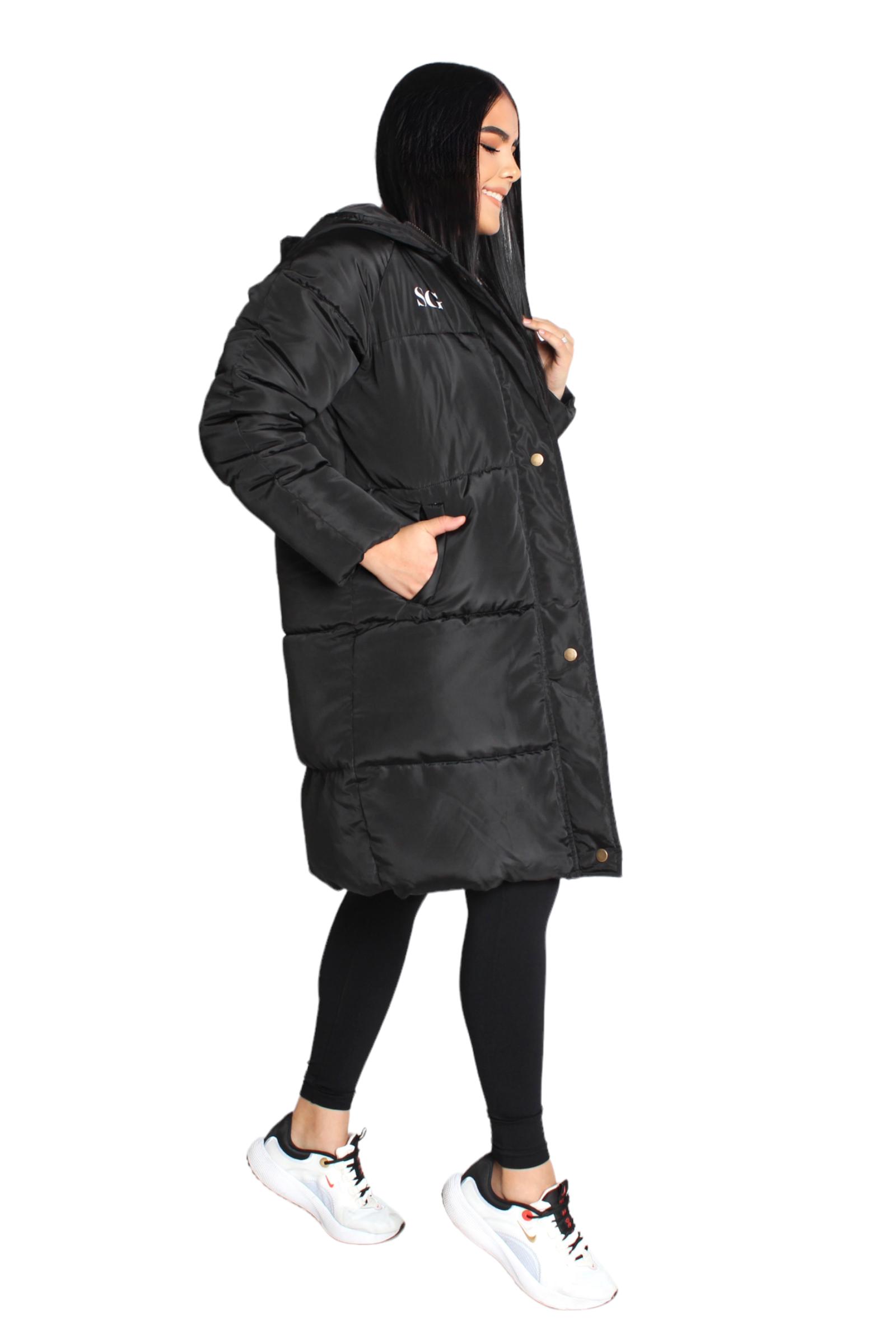 Black Long Puffer Winter Coat (7560574337209)