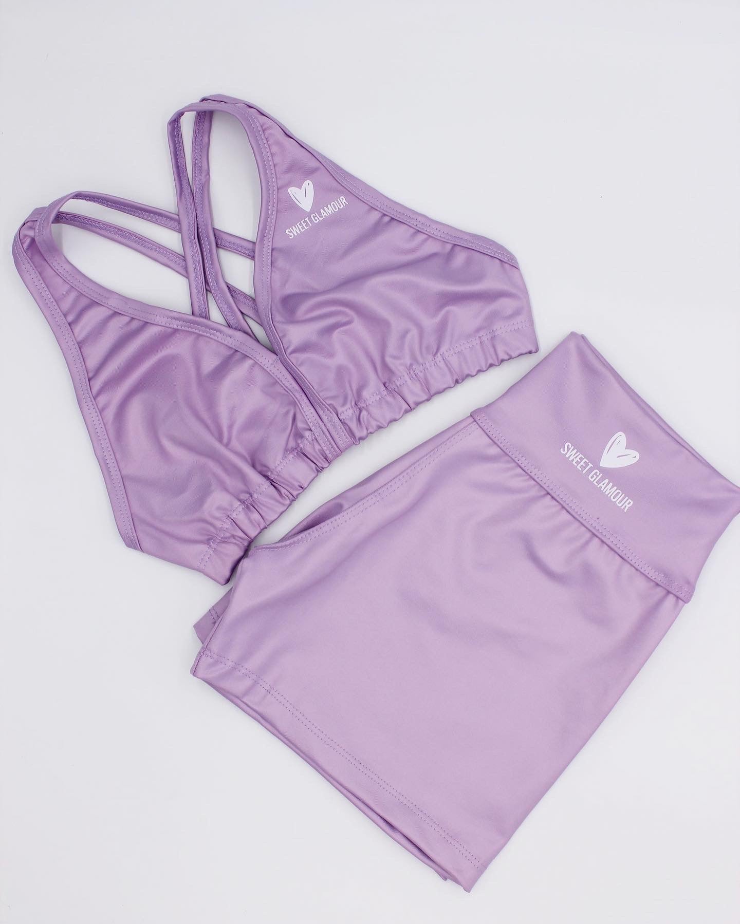 LAVENDER LEATHER SHORT / V-SHAPE BRA SET (7277597720761)