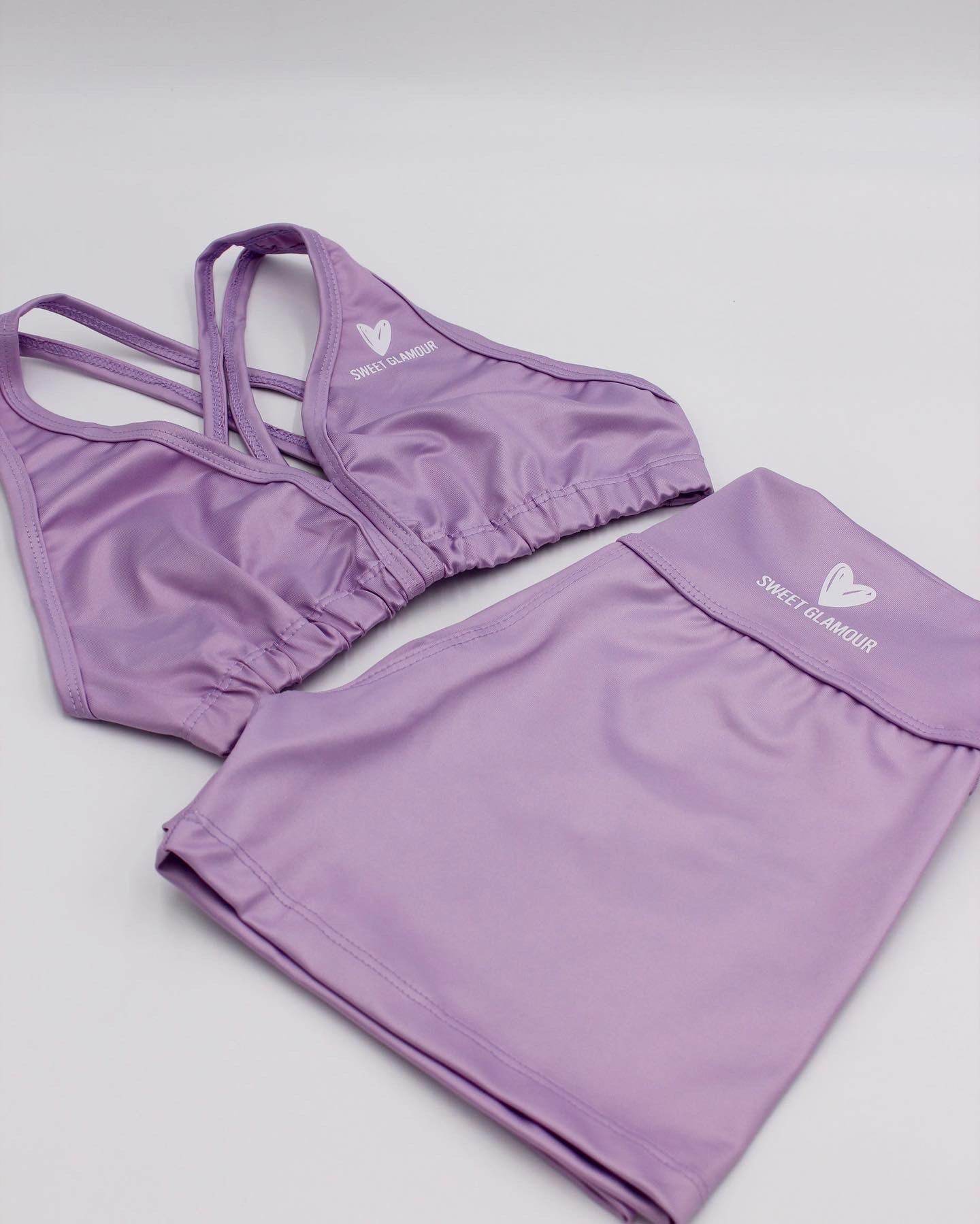 LAVENDER LEATHER SHORT / V-SHAPE BRA SET (7277597720761)